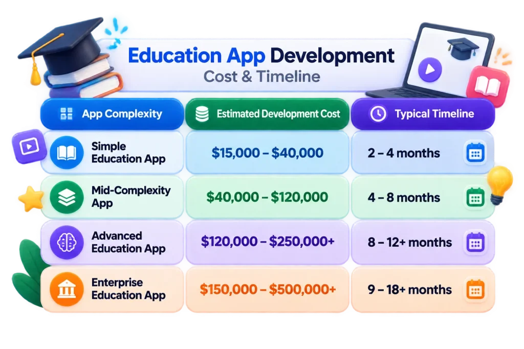 Education App Development Cost at a Glance